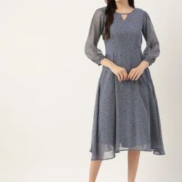 Deewa Blue Floral Print Midi Dress-image-29