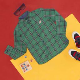 Pantaloons Junior Green Cotton Chequered Full Sleeves Shirt-image-96