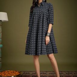 InWeave Women Printed Cotton A-Line Dress-image-64