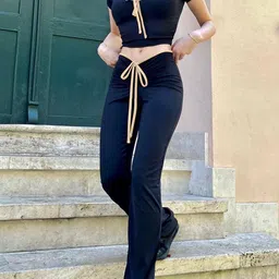 Outzidr Round Neck Top With Trousers Co-Ords Set-3