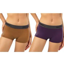 Freecultr Brown & Purple Plain Boy-Shorts Panties - Pack Of 2-image-92