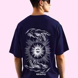 GESPO Graphic Printed Round Neck Short Sleeves Oversized Pure Cotton T-Shirt-image-93