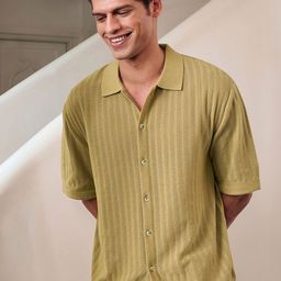 Andamen Men Textured Cotton Relaxed Fit Shirt-image-57