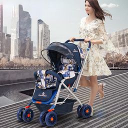 StarAndDaisy Stroller for Boy & Girl 0 to 3 Years / Baby Stroller with Lightweight / Foldable Pram for Baby with 3-Point Safety Harness, Adjustable Backrest, 360° Swivel Wheel, Reversible Handlebar, Extended Mosquito Net image 2