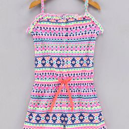 Vitamins Singlet Sleeves Jumpsuit Chevron Print - Pink-image-84