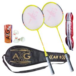 Axg New Goal  Inevitable Badminton Set Of 2 3 Feather Shuttles Net & Cover Badminton Kit - Green-2