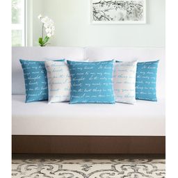 Divine Casa Polyester Cushions Cover Pack Of 5 - Blue White-18