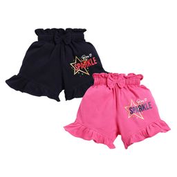 Nottie Planet Pack Of 2 Sparkle Printed Bow Applique Shorts - Pink Navy Blue-image-1