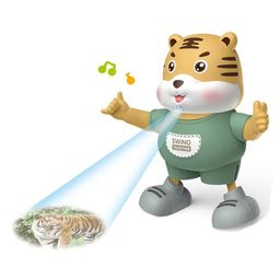 YAMAMA Dancing Tiger Robot With Light Music & Projection Figure Toy - Green-24