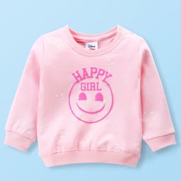 Babyhug Cotton Knit Full Sleeves Sweatshirt With Emoji Graphics - Pink-image-76