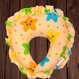Mittenbooty U shaped neck Pillow in smiley Star Print - Mustard Yellow-image-2