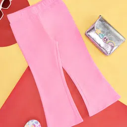 Pantaloons Junior Terry Solid Bell Bottom Pant - Sachet Pink-picture-8