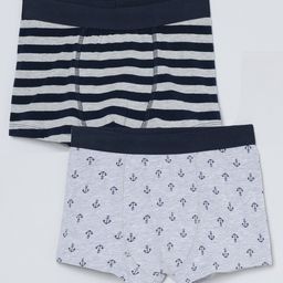 Charm n Cherish Pack Of 2 Striped & Anchor Printed Boxers - Grey-image-60