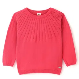 Toffyhouse 100% Flatknit Cotton Full Sleeves Solid Coloured Pullover Sweater - Pink-picture-10
