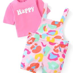 Babyhug Single Jersey Knit Dungaree  Half Sleeves T-Shirt with Text & Abstract Print - Multicolour-picture-16