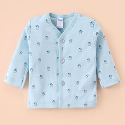 Tango Interlock Cotton Knit Full Sleeves Front Open Printed  Jhabla - Blue-picture-23