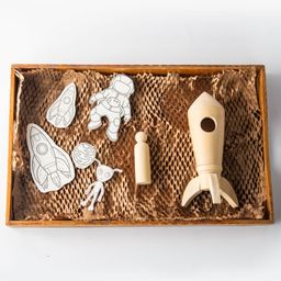 Toy Trunk Pvt Ltd - Space Adventure Rocket - This toy box contains a wooden rocket and DIY paper activity sheets.-19