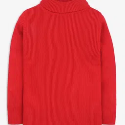 RVK Full Sleeves Ribbed Stretchable Skivvy Pullover Sweater- Red-picture-19