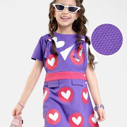 Ollington St. Cotton Half Sleeves Top & Heart Printed Knit Pinafore - Multicolor-image-69