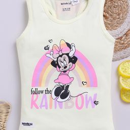 Biskid Cotton Disney Mickey & Friends Featuring Sleeveless Minnie Mouse Printed Top - Lemon Yellow-image-69