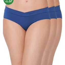 Inner Sense Organic Cotton Knit Pack Of 2 Solid V Band Detailed Plus Size Maternity Panties - Blue-picture-2