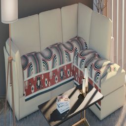 Fashion Throw Beige & Green Printed Velvet 2 Piece Sofa Cover-image-50