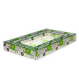 FABINALIV Set of 3 Floral Rectangular Wooden Serving Trays - Multicolor image 2