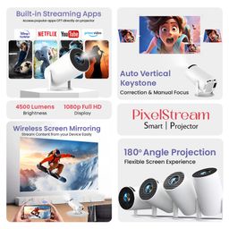 iCruze PixelStream Smart Projector - white , built in streaming apps image 2