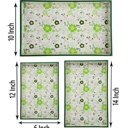 FABINALIV Set of 3 Floral Rectangular Wooden Serving Trays - Multicolor image 3