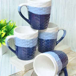 Myntra Elegant Homes Blue & White 4 Pieces Ceramic Glossy Mugs-image-18