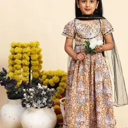 Cutiekins Girls Printed Ready to Wear Lehenga & Blouse With Dupatta-picture-23