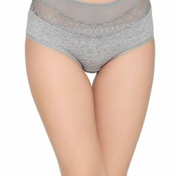 Clovia Women Grey Self-Design High-Rise Lace Hipster Briefs PN2707P01-image-37