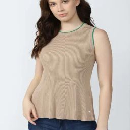 Van Heusen Beige Self Pattern Top-image-59