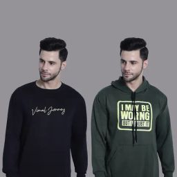 Vimal Jonney Black & Olive Regular Fit Printed Sweatshirt - Pack of 2-image-102