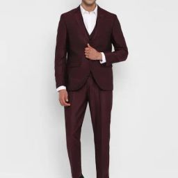 Turtle Deep Brown Cotton Tailored Fit Self Design Three Piece Suit-image-64