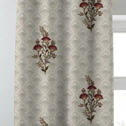 SPACES DRAPE STORY Elegent Grey & Brown Polyester 7 ft Door Curtain - Set of 2 image 4