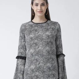 KASSUALLY Black & White Printed Top-image-41