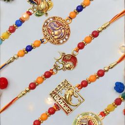 MEIRA JEWELLERY 7 Pcs Mauli Thread Rakhi with Roli Chawal & Greeting Card-image-56