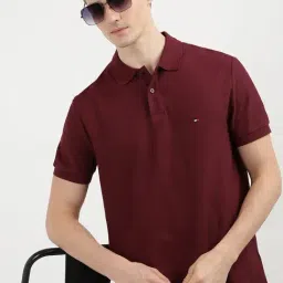 Tommy Hilfiger Deep Rouge Cotton Regular Fit Solid Polo T-Shirt-picture-20