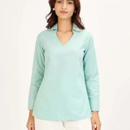 SALT Attire Aqua Plain Top-image-50