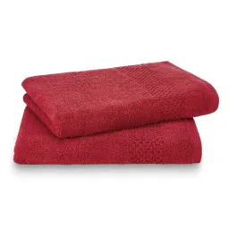 Spaces Solid Red Cotton Hand Towels - Set of 2 image 2