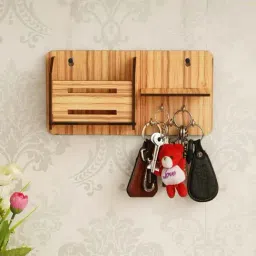 eCraftIndia Multiutility 5 Hooks Wooden KeyHolder-47