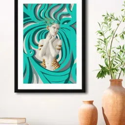 999Store Green & White MDF Angle Wall Printed Paper Wall Painting - Set of 1-picture-22