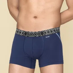 XYXX Midnight Blue Cotton Regular Fit Printed Trunks image 1