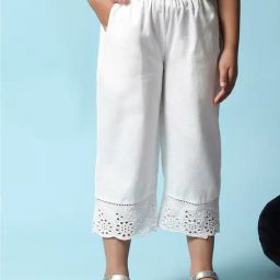 BIBA Girls White Self Design Sharara-image-49