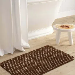 Saral Home Brown & White Microfibre Anti-Skid Bathmat - Set of 1-image-8