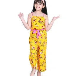 StyleStone Kids Yellow Printed Jumpsuit with Belt-13