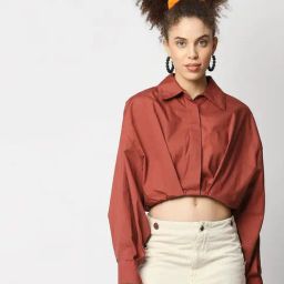 Remanika Maroon Regular Fit Crop Shirt-image-60