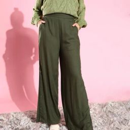 Style Quotient Green Regular Fit Elasticated Pants-image-76