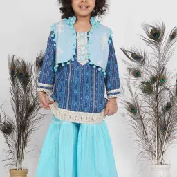 Little Bansi Kids Blue Cotton Printed Kurta Set-picture-24